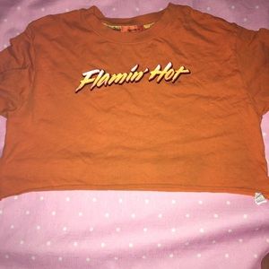 Long sleeve hot Cheeto crop top